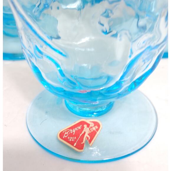 Vtg Bryce El Rancho Cerulean Blue Hand Blown Water Goblets Set Of 6 - Picture 4 of 4